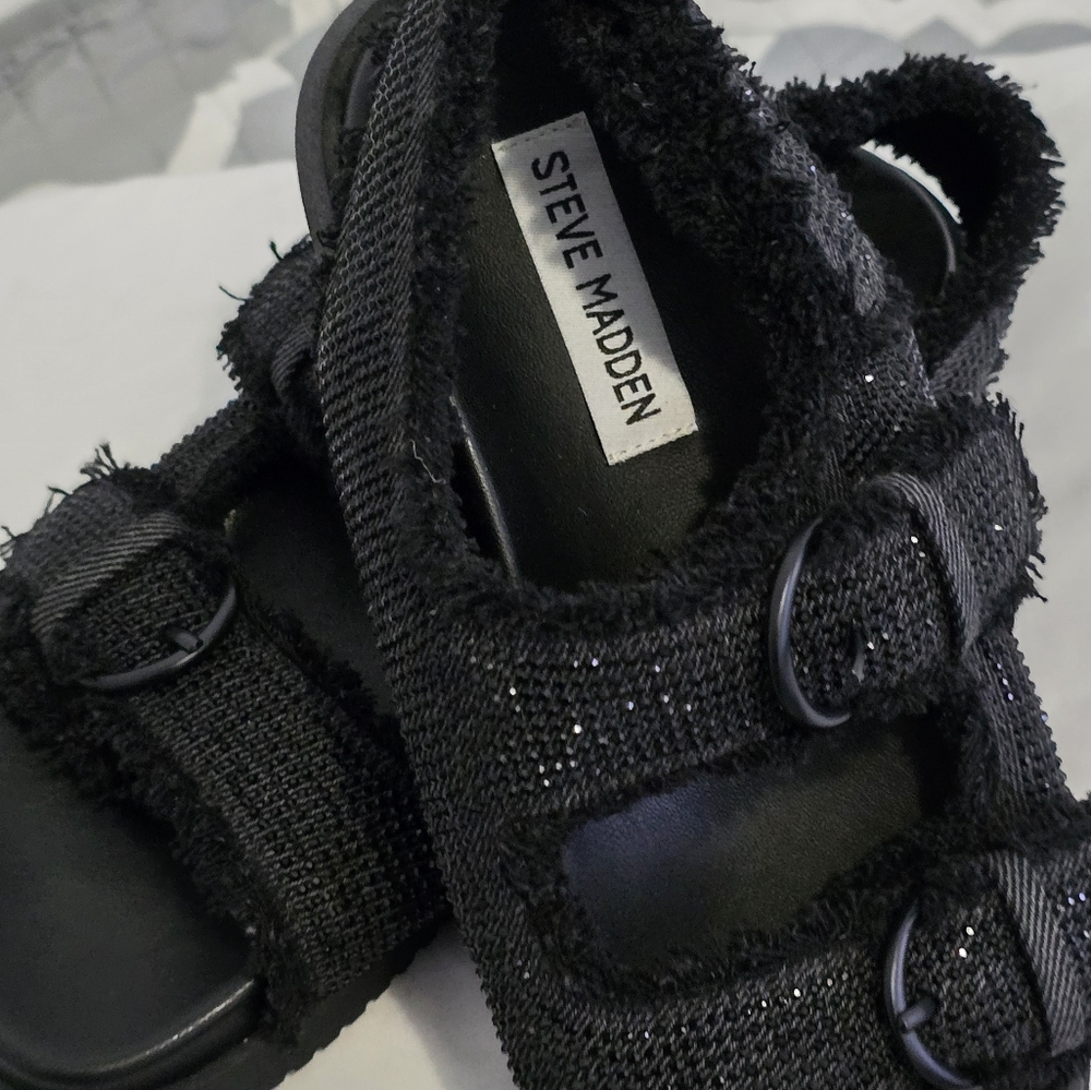 Rhinestone Canvas  flats Sandals